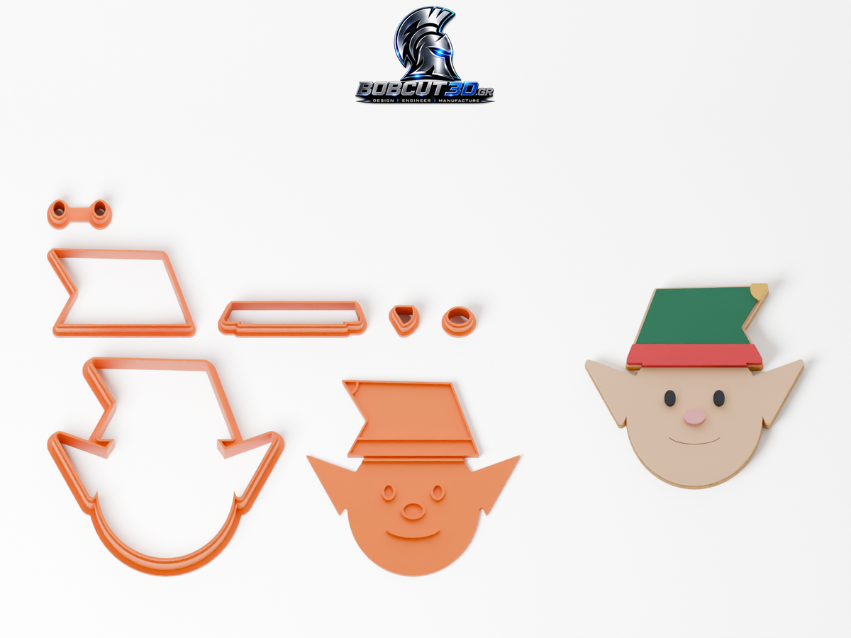 Cookie Cutter - Christmas Elf Face — πλήρες σετ και διακοσμημένο μπισκότο με ζαχαρόπαστα