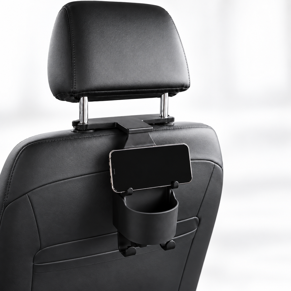 Car Headrest - Cup Holder with Phone and Bag Storage 7