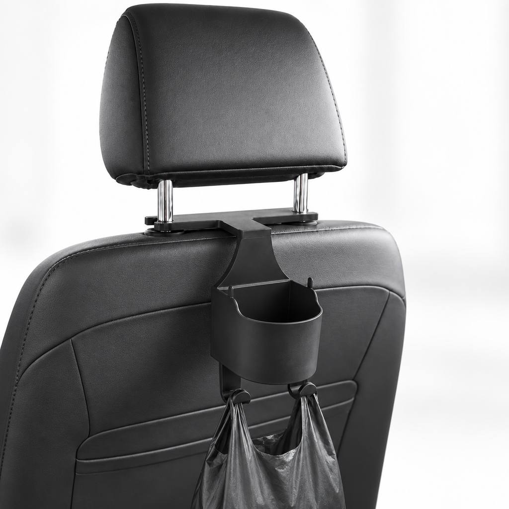 Car Headrest - Cup Holder with Phone and Bag Storage 9