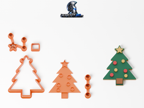 Cookie Cutter - Bauble Christmas Tree — πλήρες σετ και διακοσμημένο μπισκότο με ζαχαρόπαστα