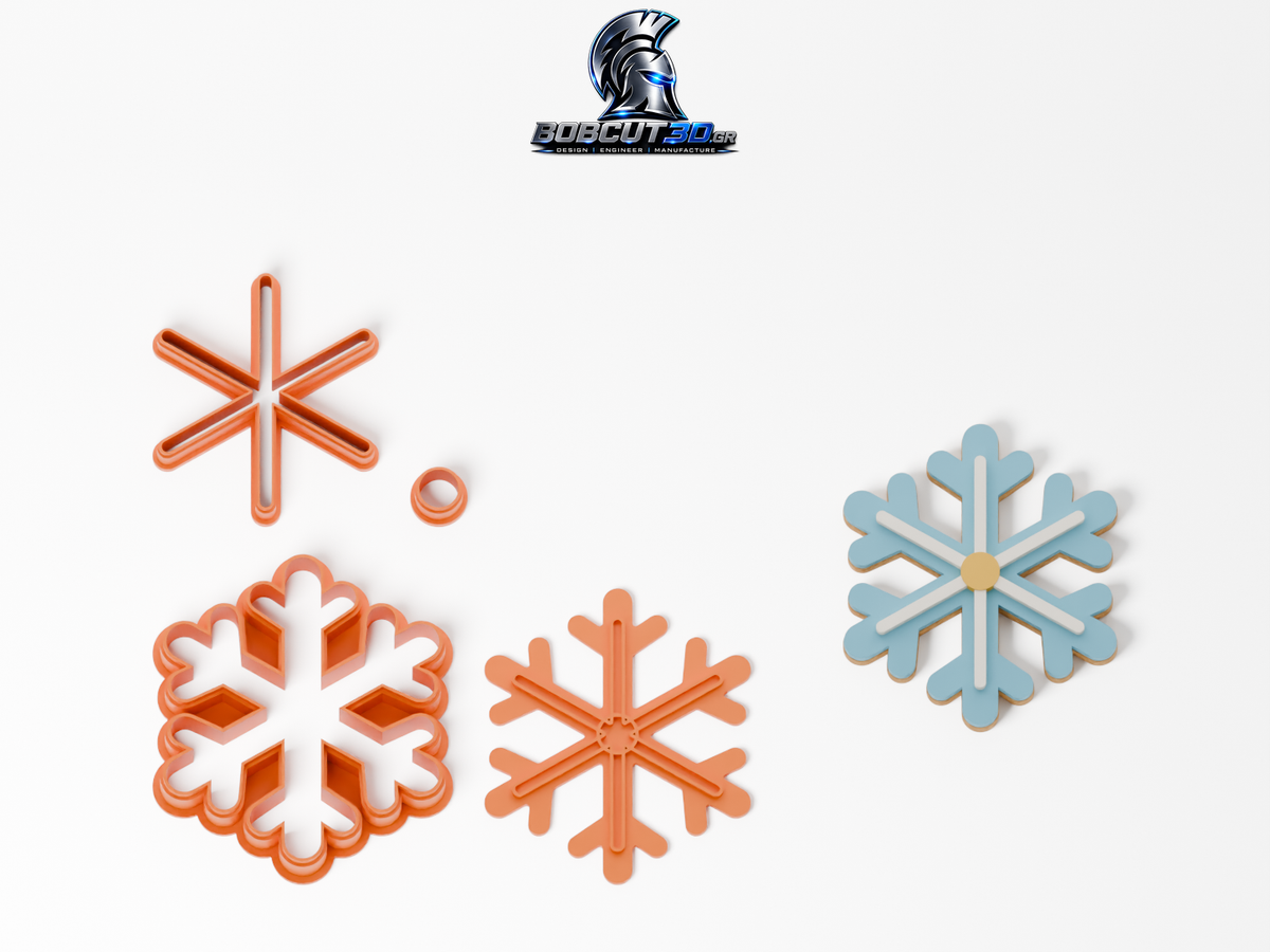 Cookie Cutter - Nordic Snowflake — πλήρες σετ και διακοσμημένο μπισκότο με ζαχαρόπαστα