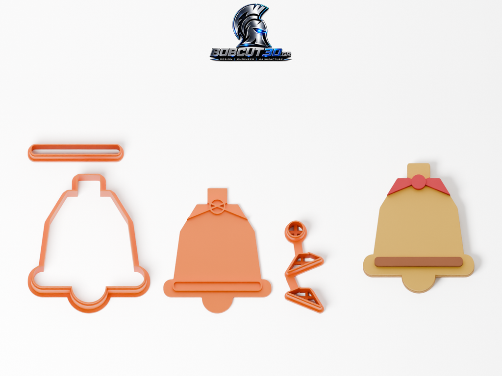 Cookie Cutter - Ribbon Christmas Bell — πλήρες σετ και διακοσμημένο μπισκότο με ζαχαρόπαστα