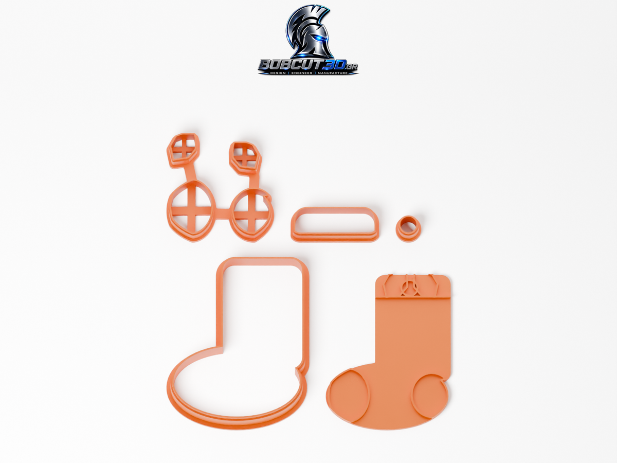 Cookie Cutter - Holly Christmas Stocking — πλήρες σετ κουπάτ, σφραγίδας και εργαλείων ανά χρώμα