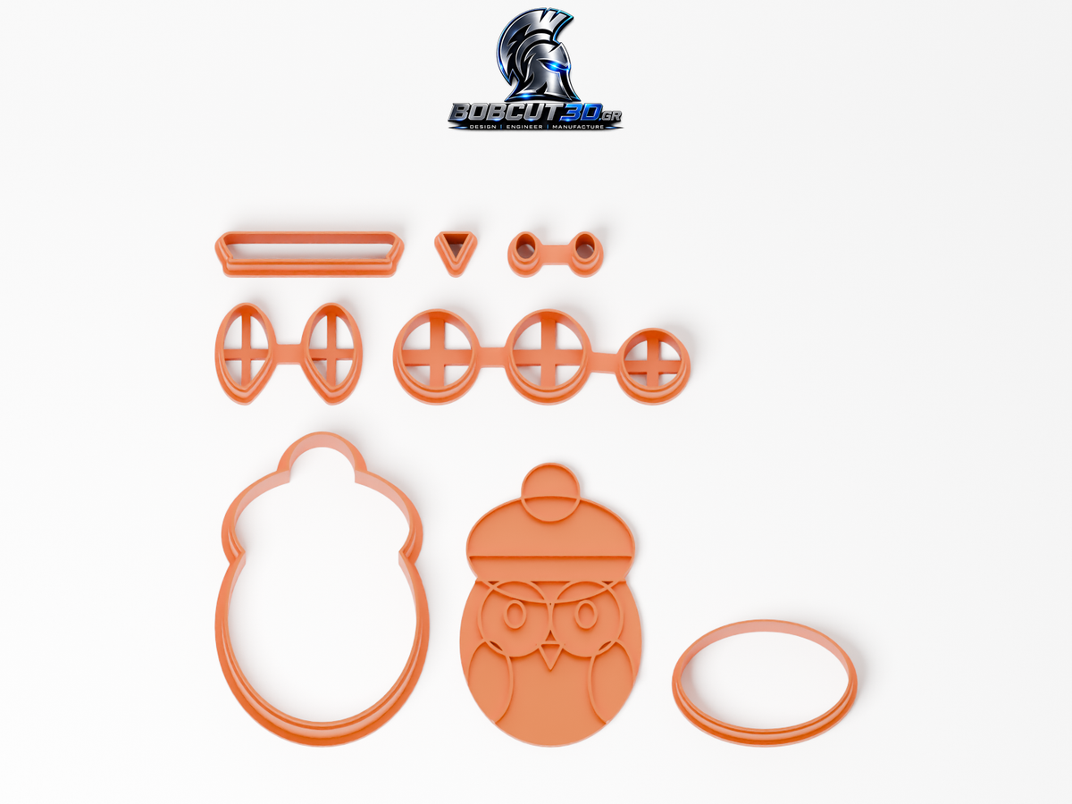 Cookie Cutter - Winter Owl — πλήρες σετ κουπάτ, σφραγίδας και εργαλείων ανά χρώμα