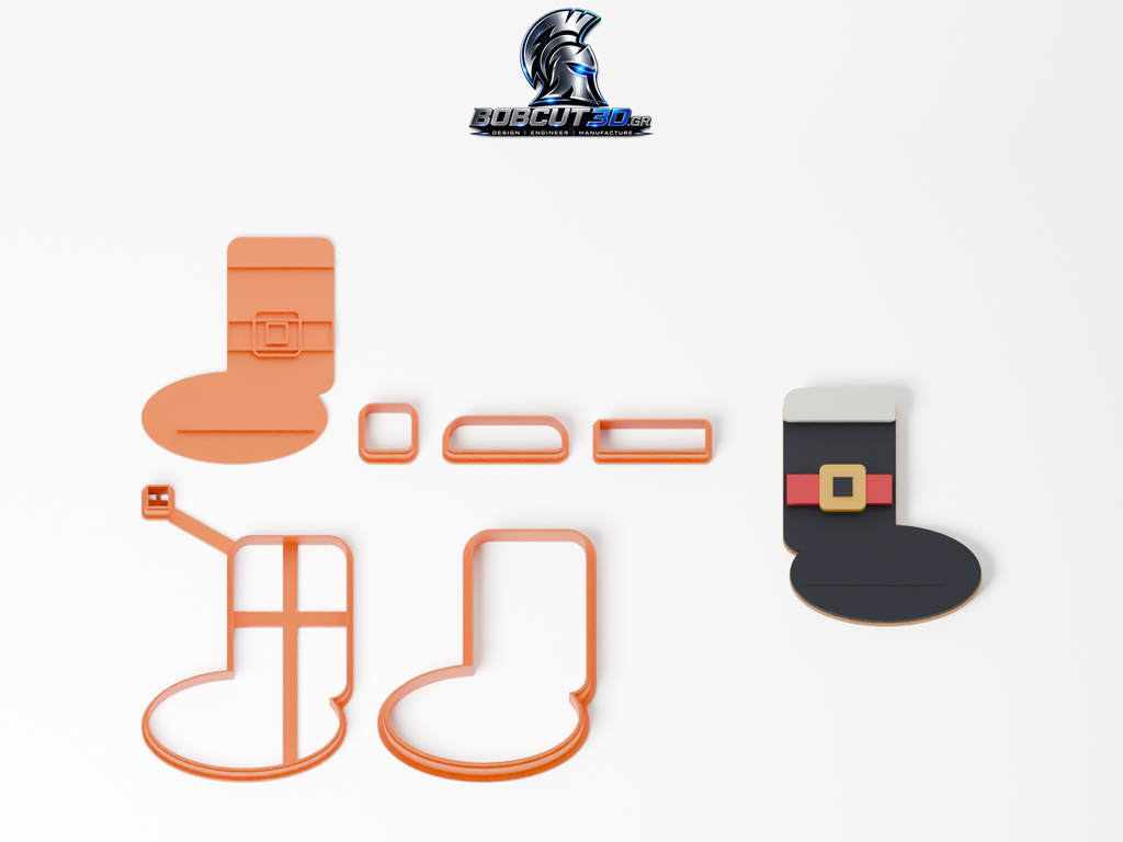 Cookie Cutter - Santa Winter Boot — πλήρες σετ και διακοσμημένο μπισκότο με ζαχαρόπαστα