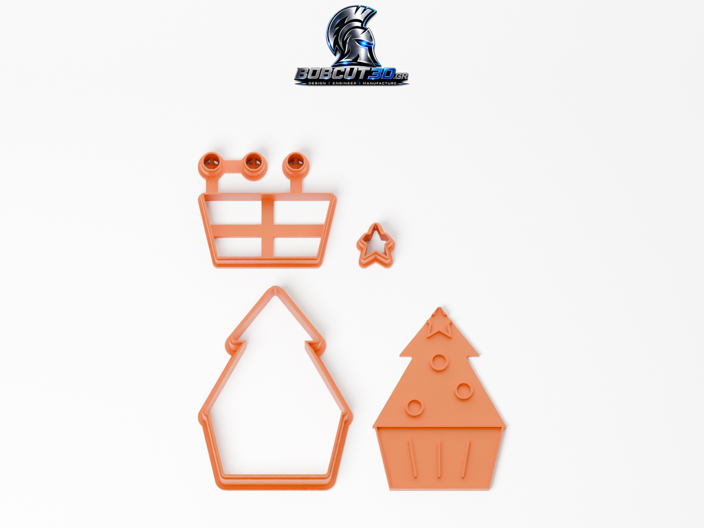 Cookie Cutter - Christmas Tree Cupcake — πλήρες σετ κουπάτ, σφραγίδας και εργαλείων ανά χρώμα