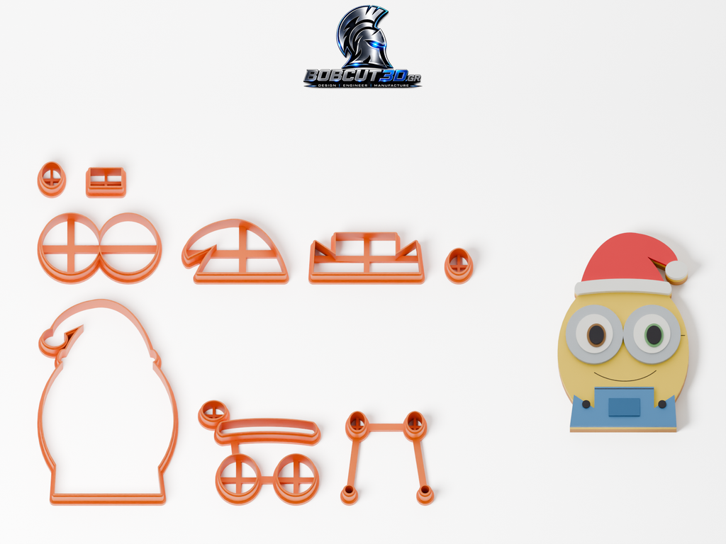 Cookie Cutter - Christmas Minion Bob — πλήρες σετ κουπάτ και ενδεικτικό μπισκότο με ζαχαρόπαστα, 9,5 εκ.