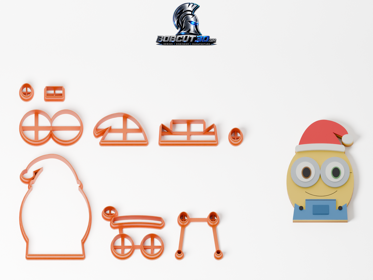 Cookie Cutter - Christmas Minion Bob — πλήρες σετ κουπάτ και ενδεικτικό μπισκότο με ζαχαρόπαστα, 9,5 εκ.