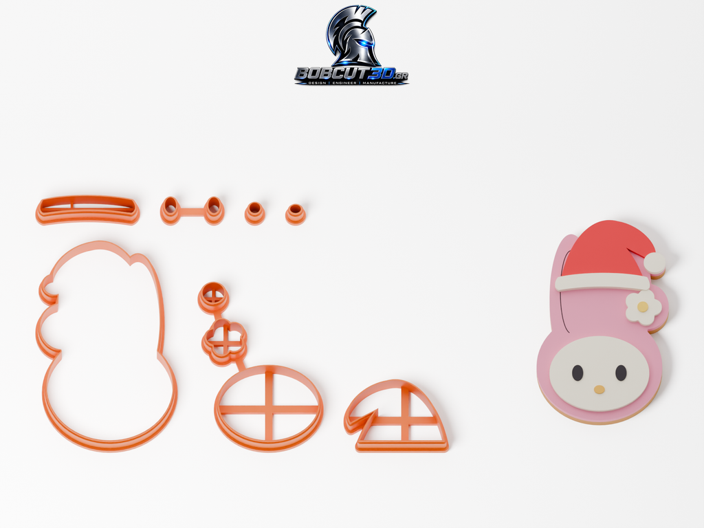 Cookie Cutter - Christmas My Melody — πλήρες σετ κουπάτ και ενδεικτικό μπισκότο με ζαχαρόπαστα, 9,5 εκ.