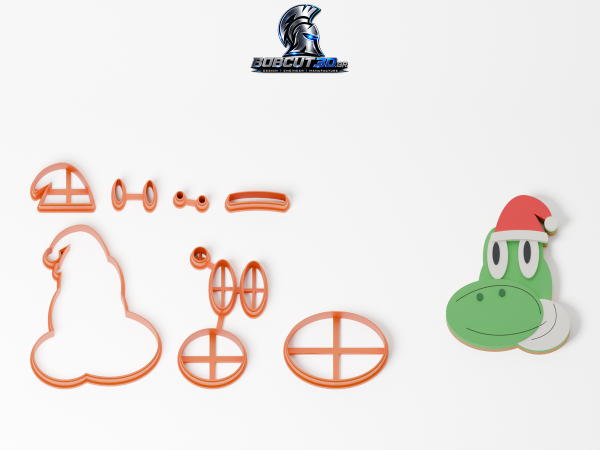 Cookie Cutter - Christmas Yoshi — πλήρες σετ κουπάτ και ενδεικτικό μπισκότο με ζαχαρόπαστα, 9,5 εκ.