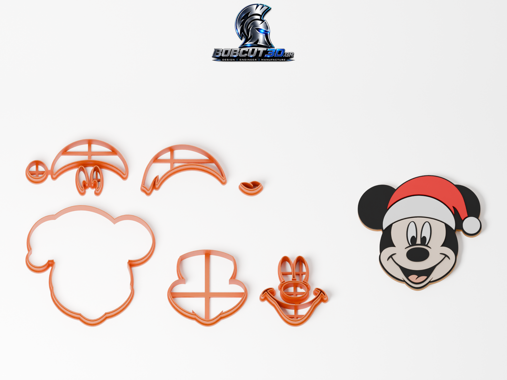 Cookie Cutter - Christmas Mickey Mouse Head — πλήρες σετ κουπάτ και ενδεικτικό μπισκότο με ζαχαρόπαστα, 9,5 εκ.