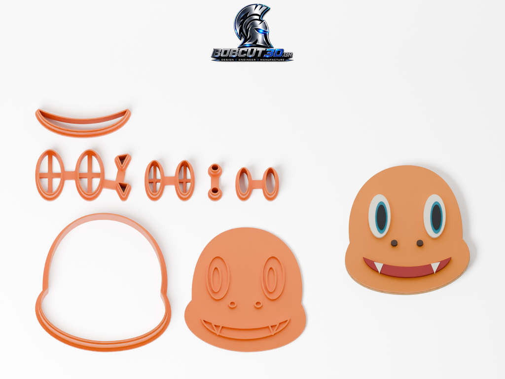 Cookie Cutter - Charmander: πλήρες σετ εργαλείων δίπλα στο διακοσμημένο μπισκότο