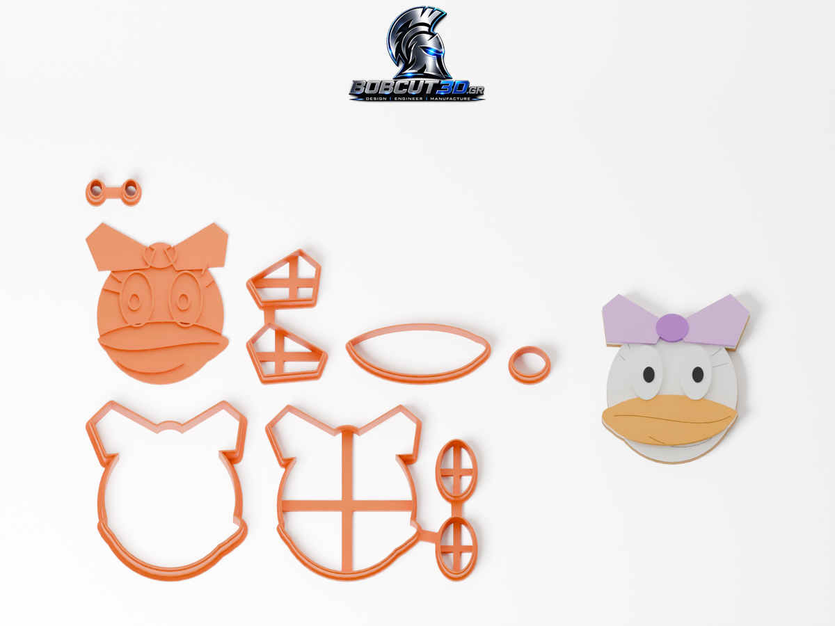 Cookie Cutter - Daisy Duck: πλήρες σετ εργαλείων δίπλα στο διακοσμημένο μπισκότο