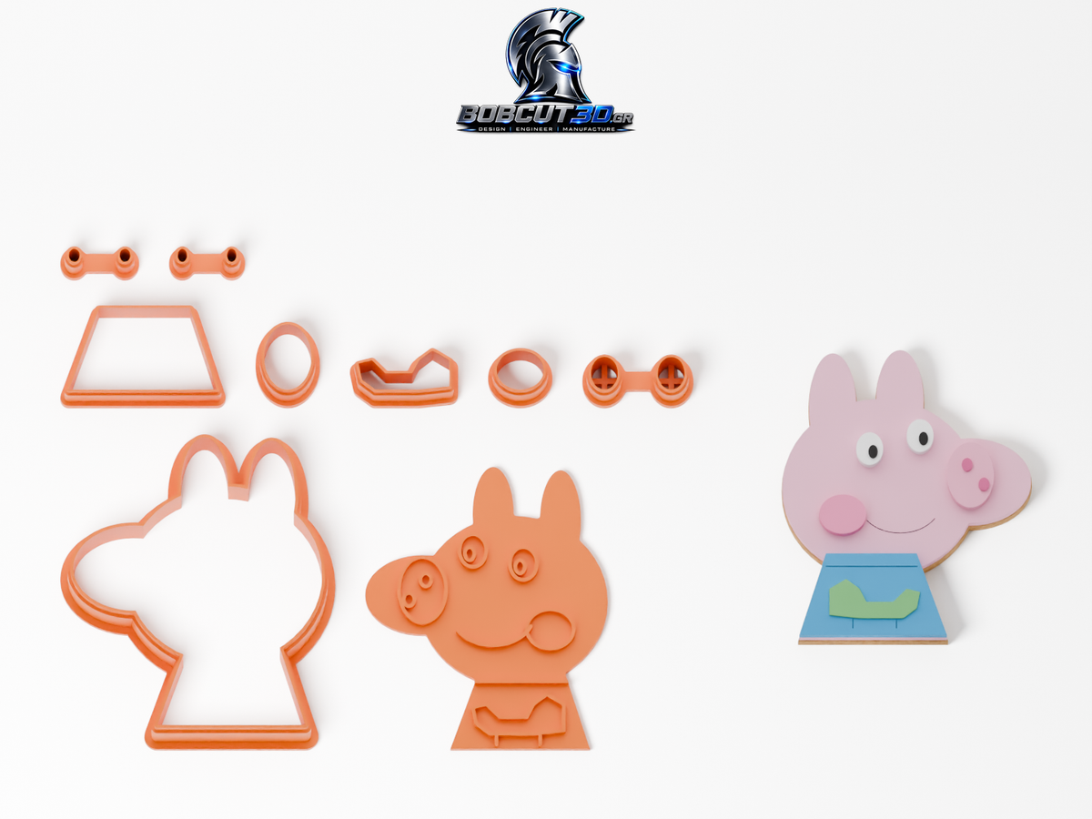 Cookie Cutter - George Pig: πλήρες σετ εργαλείων δίπλα στο διακοσμημένο μπισκότο