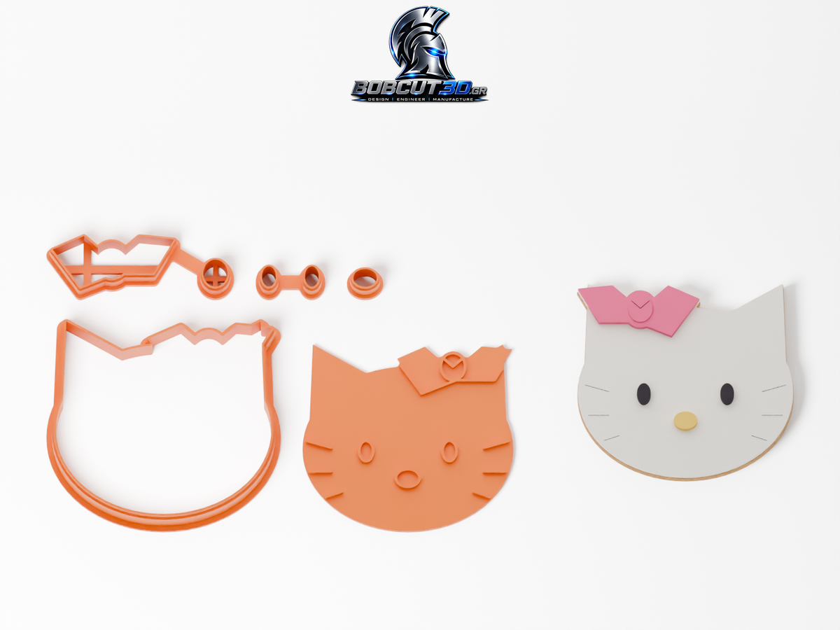 Cookie Cutter - Hello Kitty: πλήρες σετ εργαλείων δίπλα στο διακοσμημένο μπισκότο