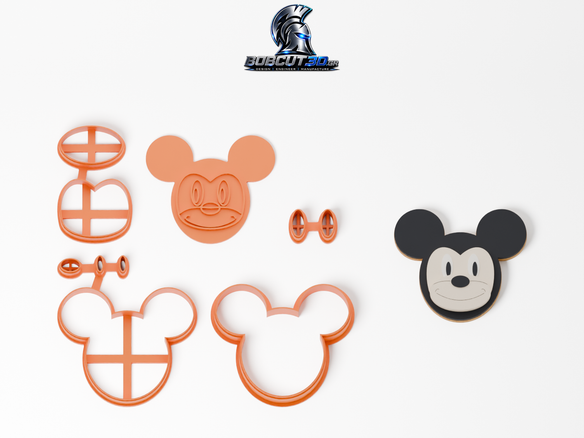 Cookie Cutter - Mickey Mouse: πλήρες σετ εργαλείων δίπλα στο διακοσμημένο μπισκότο