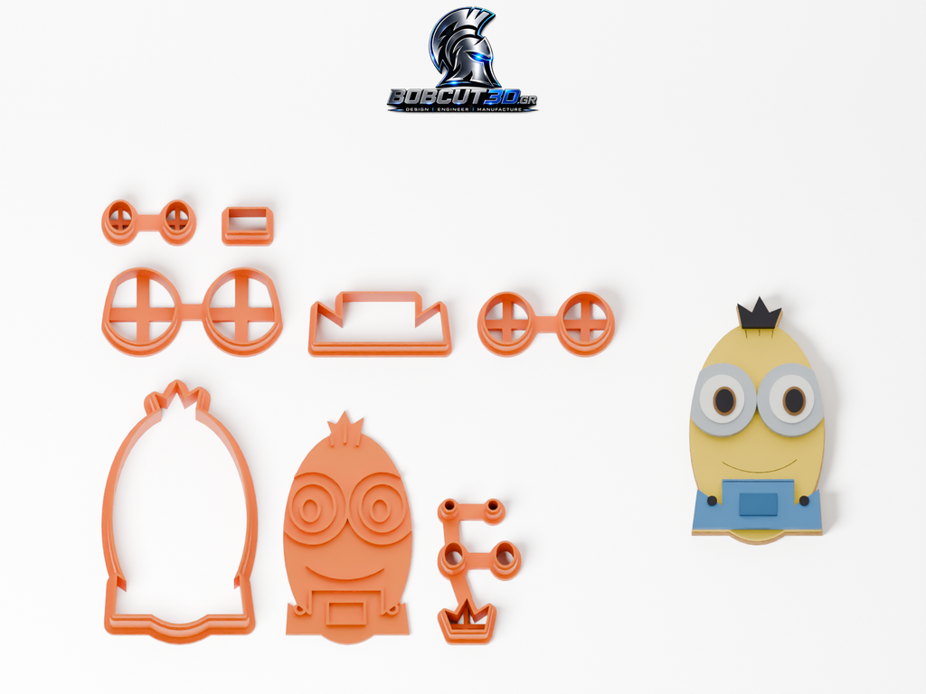 Cookie Cutter - Minion Kevin: πλήρες σετ εργαλείων δίπλα στο διακοσμημένο μπισκότο