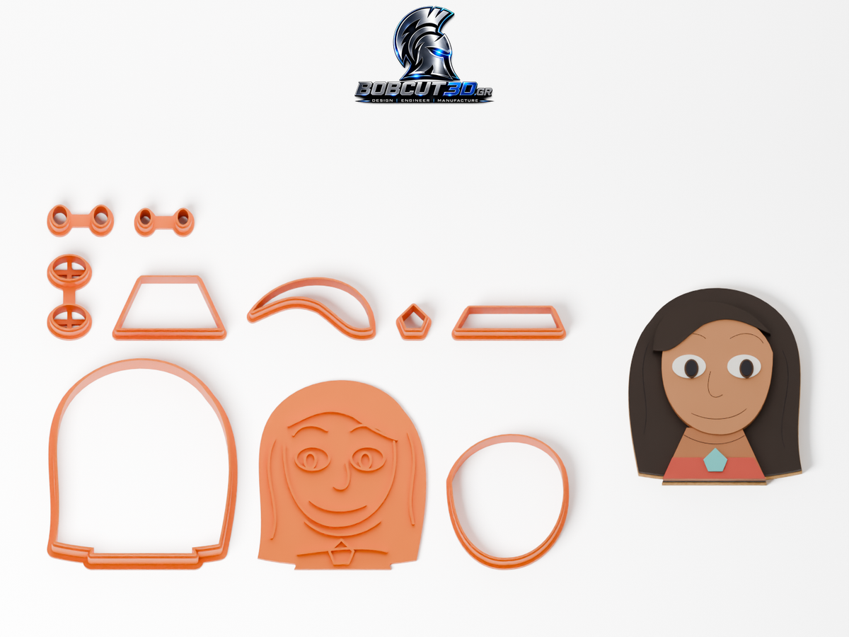 Cookie Cutter - Moana: πλήρες σετ εργαλείων δίπλα στο διακοσμημένο μπισκότο