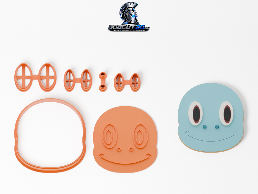 Cookie Cutter - Squirtle: πλήρες σετ εργαλείων δίπλα στο διακοσμημένο μπισκότο