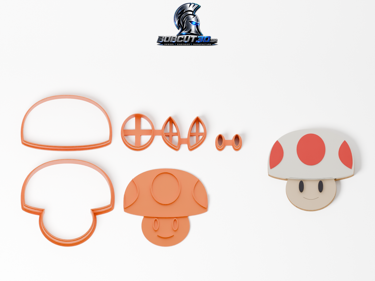 Cookie Cutter - Toad: πλήρες σετ εργαλείων δίπλα στο διακοσμημένο μπισκότο