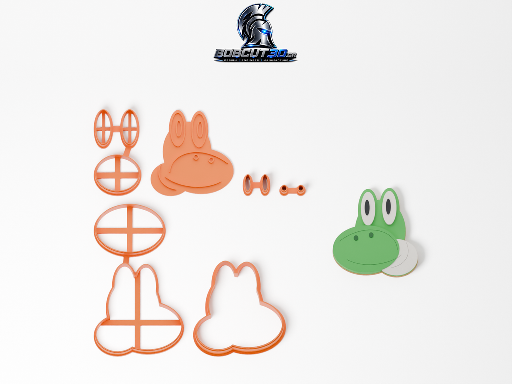 Cookie Cutter - Yoshi: πλήρες σετ εργαλείων δίπλα στο διακοσμημένο μπισκότο